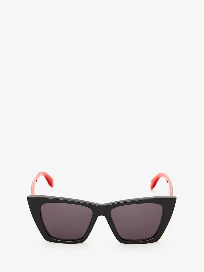 Gafas De Sol Alexander McQueen Selvedge Cat Eye Mujer - Negros/Rojos - Mexico 840-LNAOQB